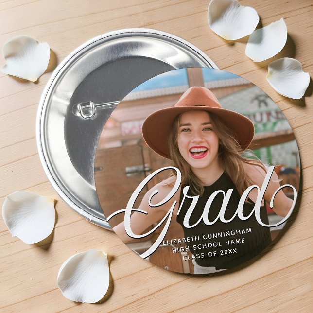 Graduate Simple Classic Class of 20XX Photo 2 Inch Round Button (Creator Uploaded)