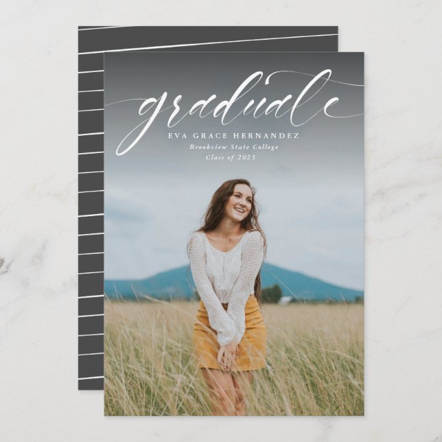 Graduate simple graduation photo announcement (Front/Back)