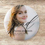 Graduate Simple Modern Script Minimalist Photo 2 Inch Round Button<br><div class="desc">Elevate your graduation celebration with our Graduate Simple Modern Script Minimalist Photo button. This sleek and stylish accessory combines modern script typography with minimalist design elements for a sophisticated touch. Featuring your graduation photo as the focal point, this button captures the essence of your achievement while adding a personal touch...</div>
