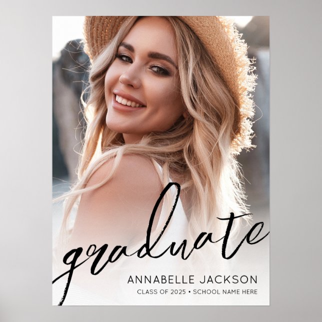 Graduate Simple Script Photo Graduation Party Sign (Front)