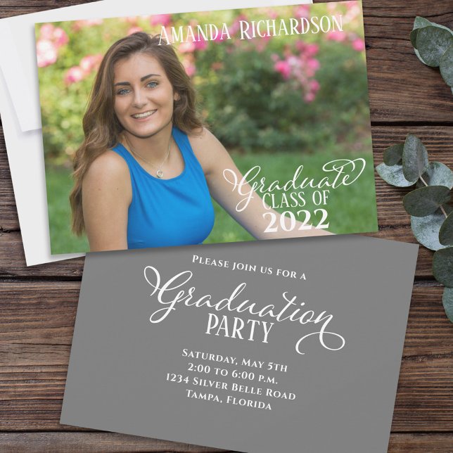 Graduate Simple Stylish Elegant Calligraphy Script Invitation (Creator Uploaded)