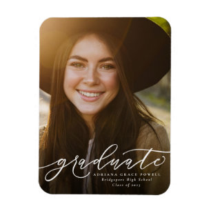 Graduate simple vertical graduation announcement magnet