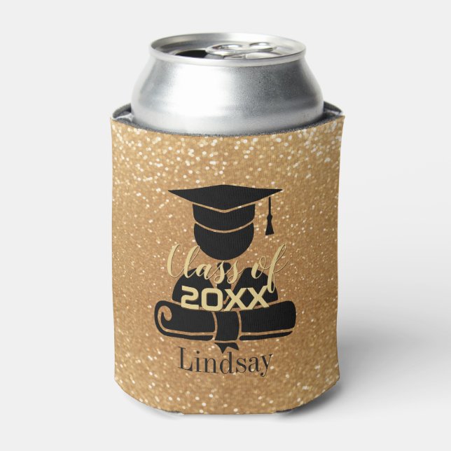 Graduate Student - Class of 20XX - Gold Glitter Can Cooler (Can Front)