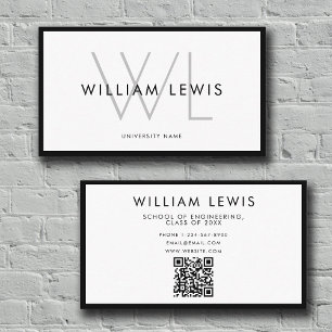 Graduate Student Modern Minimalist QR Code Business Card