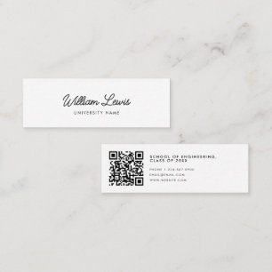 Graduate Student Script Minimalist QR Code Mini Business Card