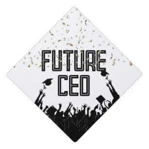 Graduate Text with Gold Confetti Graduation Cap Topper