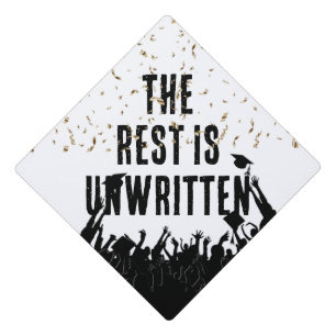 Graduate Text with Gold Confetti Graduation Cap Topper