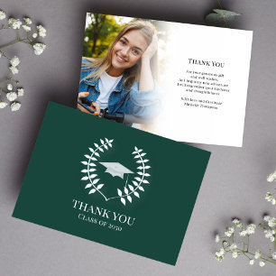 Graduate Thank You Photo Classic Dark Green White