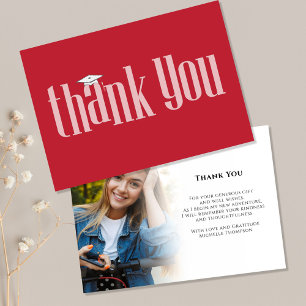 Graduate Thank You Photo Elegant Cardinal Red Card