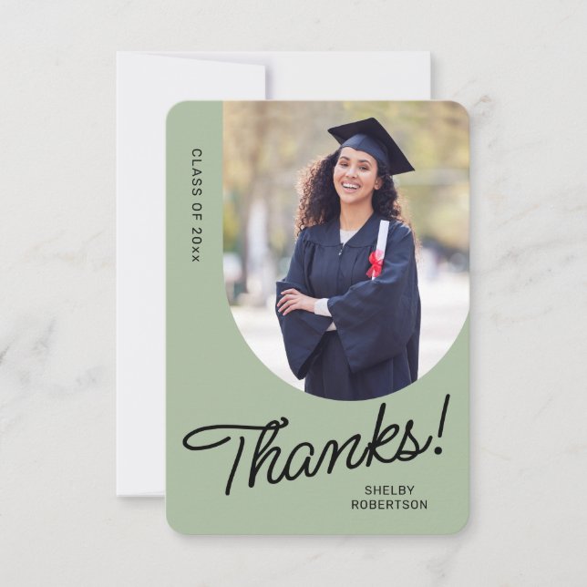 Graduate Thank You Script Arch Photo Card (Front)