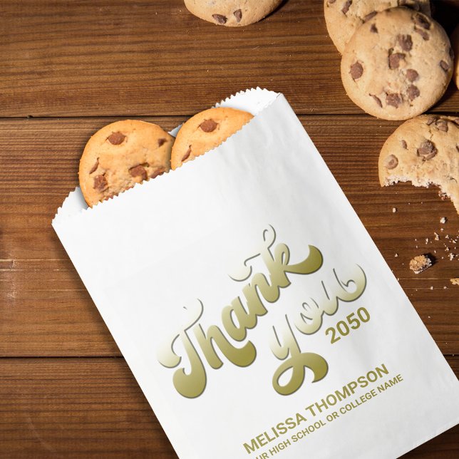 Graduate Thank You Simple Gold Typography Script Favour Bag (Graduate gold typography Thank You party paper bag.)