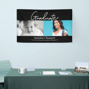 Graduate Then and Now baby photo and Grad photo Banner