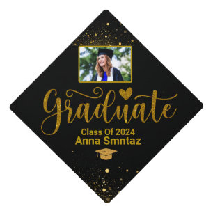 Graduate Typography Personalized Elegant  Graduation Cap Topper