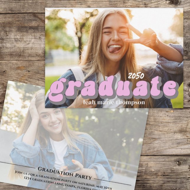 Graduate Typography Photo QR Code Social Media Invitation (Creator Uploaded)