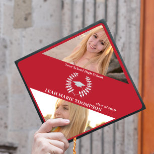 Graduate Typography School Colour Cardinal Red Graduation Cap Topper