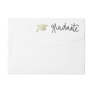 Graduate Typography Silver Foil Graduation Hat Wrap Around Label