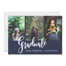 Graduate Typography Three Photos | Navy Blue