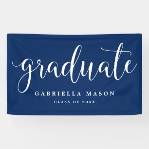 Graduate White Script   Custom Background Colour Banner