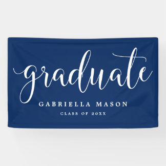 Graduate White Script | Custom Background Colour Banner