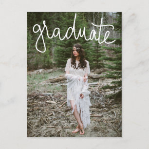 Graduate White Typography Save The Date Photo Announcement Postcard