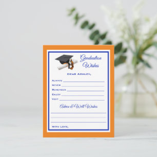 Graduate Wishes & Advice Blue and Orange Card