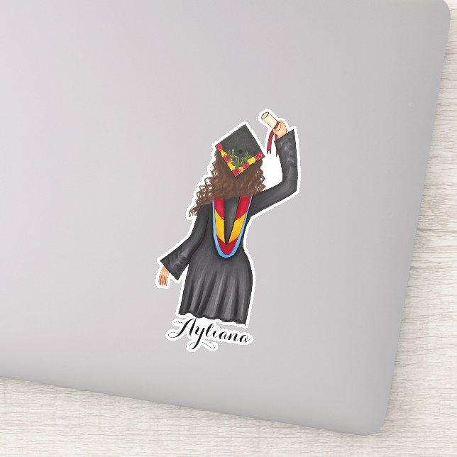 Graduate With Diploma Custom Name Sticker (Detail)