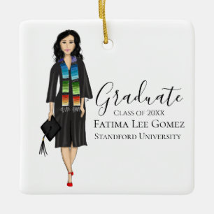 Graduate With Serape Grad Cap And Gown Ceramic Ornament