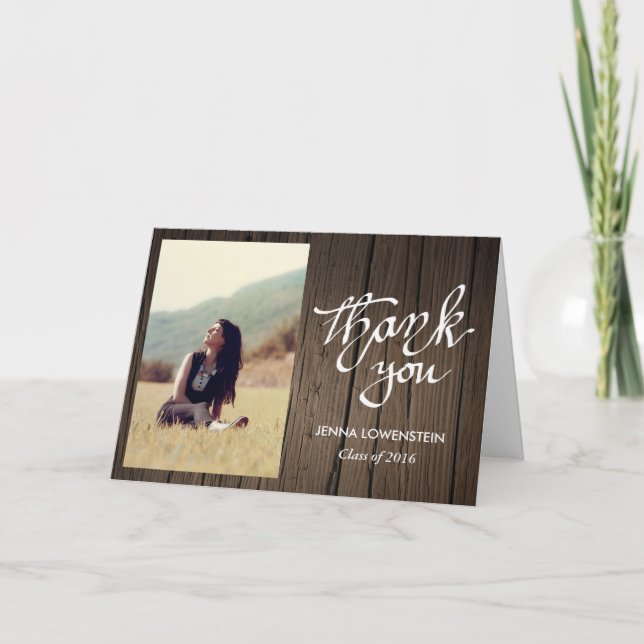 Graduate Wood Thank You Handwritten Photo (Front)