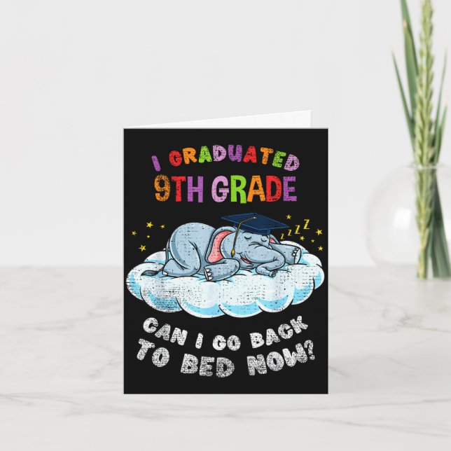 Graduated 9th grade elephant funny graduation card (Front)
