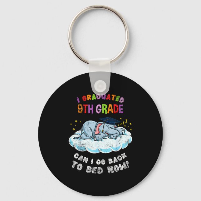 Graduated 9th grade elephant funny graduation keychain (Front)