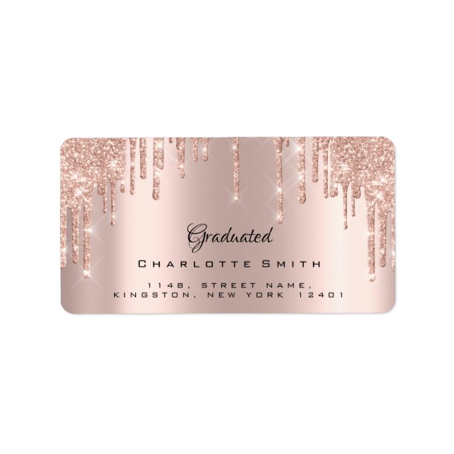 Graduated Bridal Rose Blush Sparkly Glitter RSVP Label (Front)