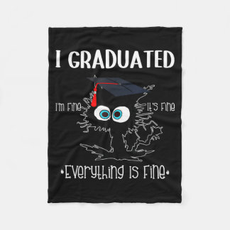 Graduated funny black cat graduation graduate clas fleece blanket