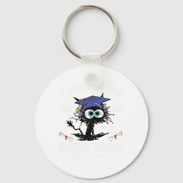 Graduated Funny Black Cat Graduation Last Day Of S Keychain (Front)