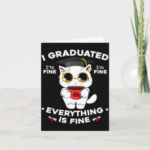 Graduated graduate class 2024 funny black cat card