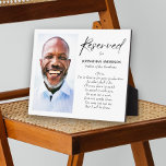 Graduate's Father In Heaven For Graduation Photo Plaque<br><div class="desc">This touching memorial plaque is a heartfelt way to honour a loved one who has passed but is still dearly remembered. The plaque features a photo alongside the personalized text "Reserved, " with the graduate's loved one's name and relationship to the graduate, creating a poignant reminder of their presence in...</div>
