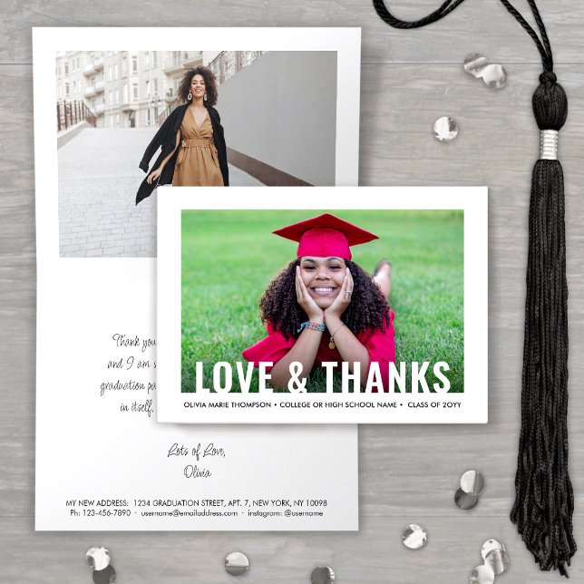 Graduate's New Address Graduation Love & Thanks Thank You Card (Creator Uploaded)