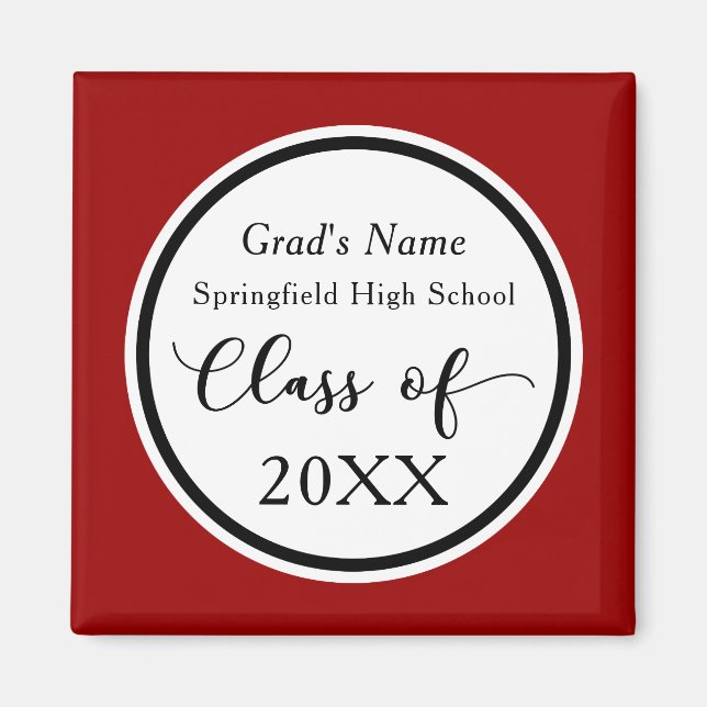 Graduate's Personalized School Colours Magnet (Front)