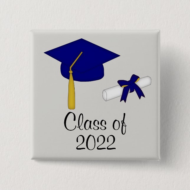 Graduating Class Blue Cap Button (Front)
