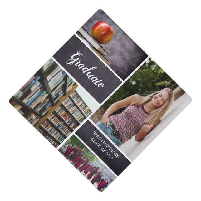  Graduating Class Photo block Collage Graduation Cap Topper (Front)
