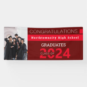 Graduating Class Red Burgundy Photo Graduation Banner