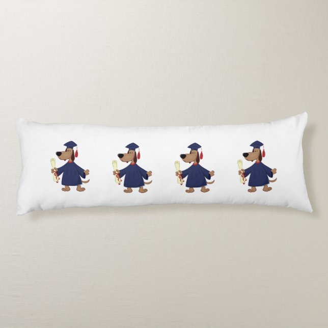 Graduating dog clipart body pillow (Back)