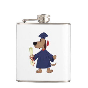 Graduating dog clipart hip flask