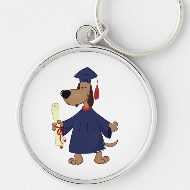 Graduating dog clipart keychain (Front)