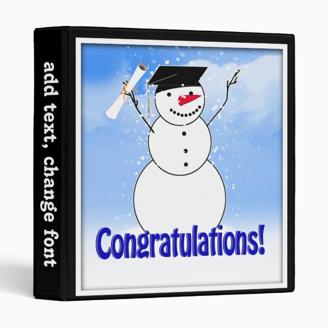 Graduating Snowman With Diploma Binder (Front/Spine)