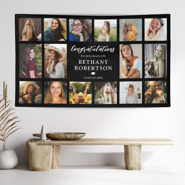 Graduation 16 Photo Collage Congratulations Banner (Creator Uploaded)