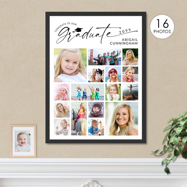 Graduation 16 Photo Collage Script Graduate Poster (Creator Uploaded)