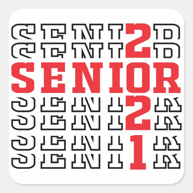 Graduation 2021, Class Of 2021, Senior 2021 Square Sticker (Front)