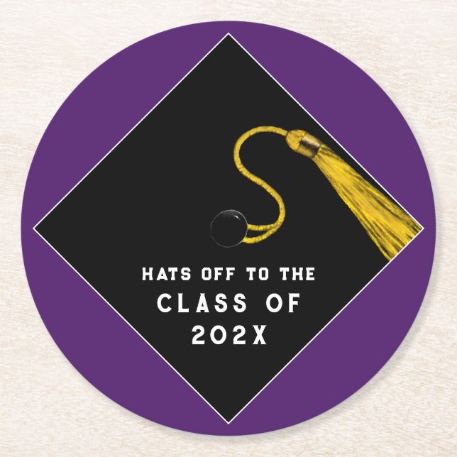 Graduation 2022 Party Favours Round Paper Coaster (Front)