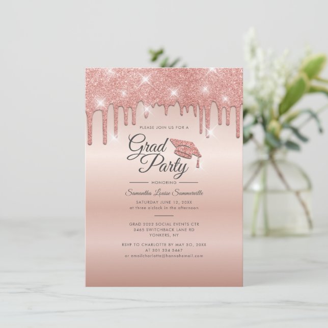 Graduation 2022 Rose Gold Glitter Graduate Party (Standing Front)