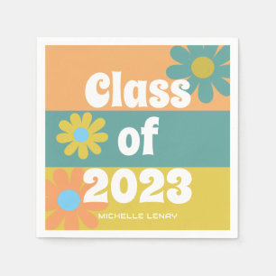 Graduation 2023 Retro Daisies Girls Personalized Napkin